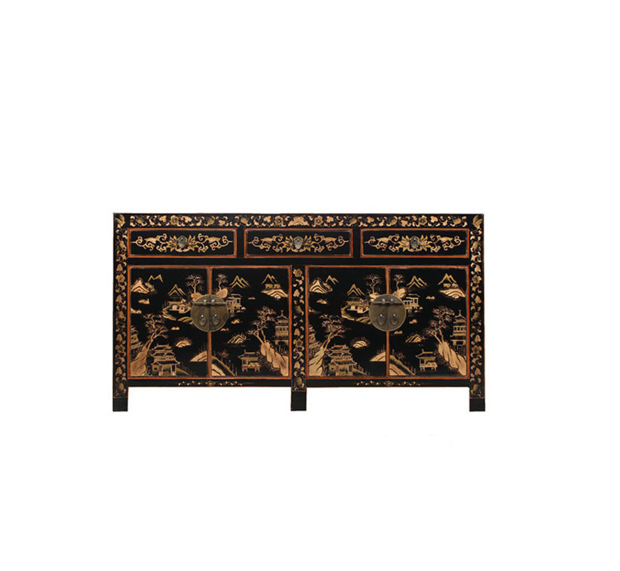 wunderschönes Sideboard mit Handvergoldung Bemalung landschaft