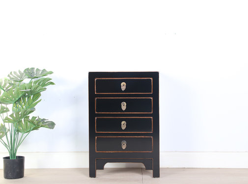 Yajutang Chinese bedside table glossy black