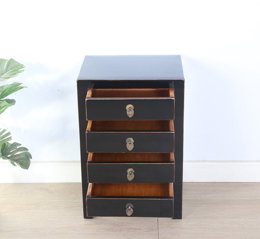 Chinese dresser bedside table glossy black