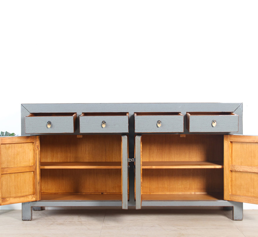 Chinese sideboard 4 doors 4 drawers glossy gray  RAL7005
