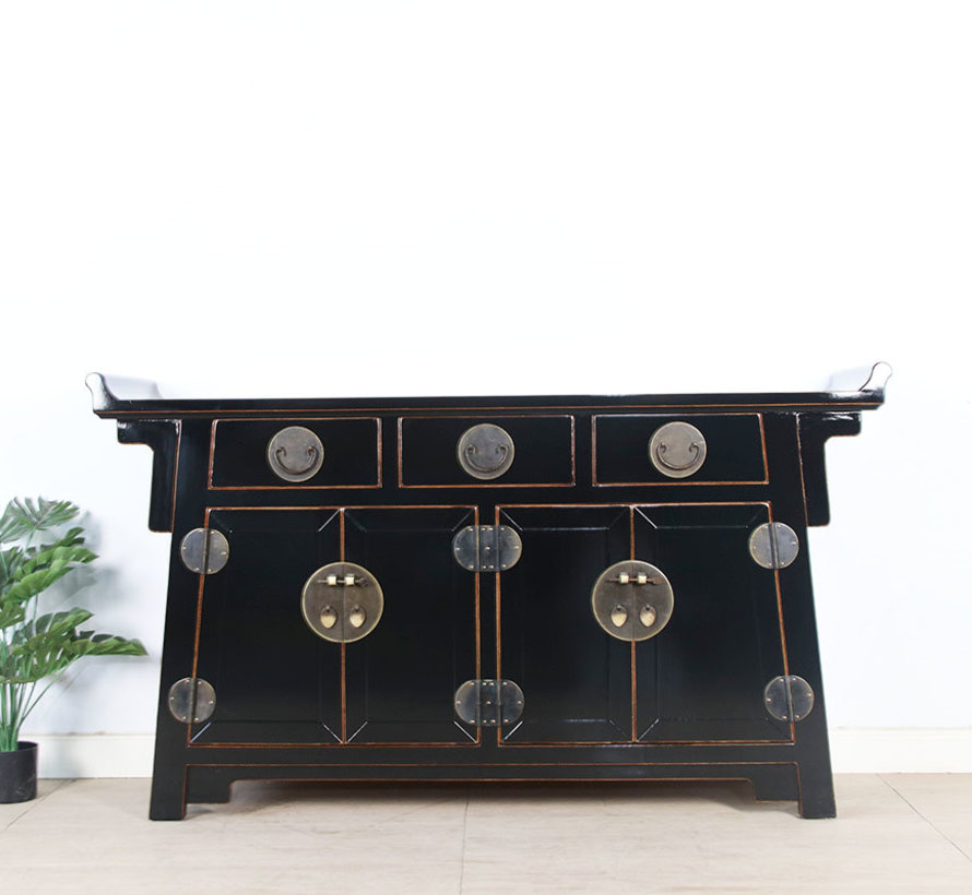 chinese altar sideboard 4 Türen 3 Schubladen shiny black
