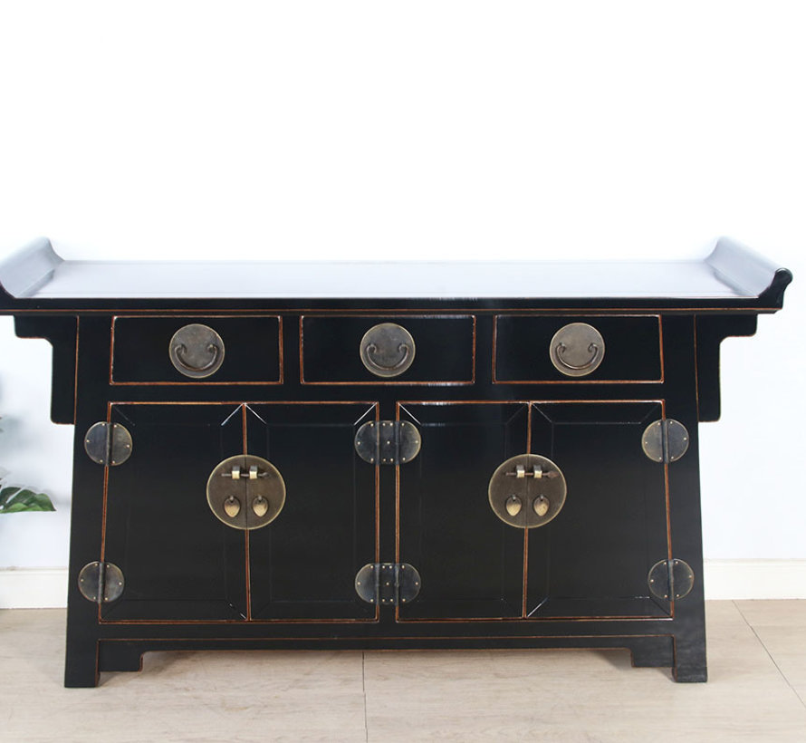 chinese altar sideboard 4 Türen 3 Schubladen shiny black