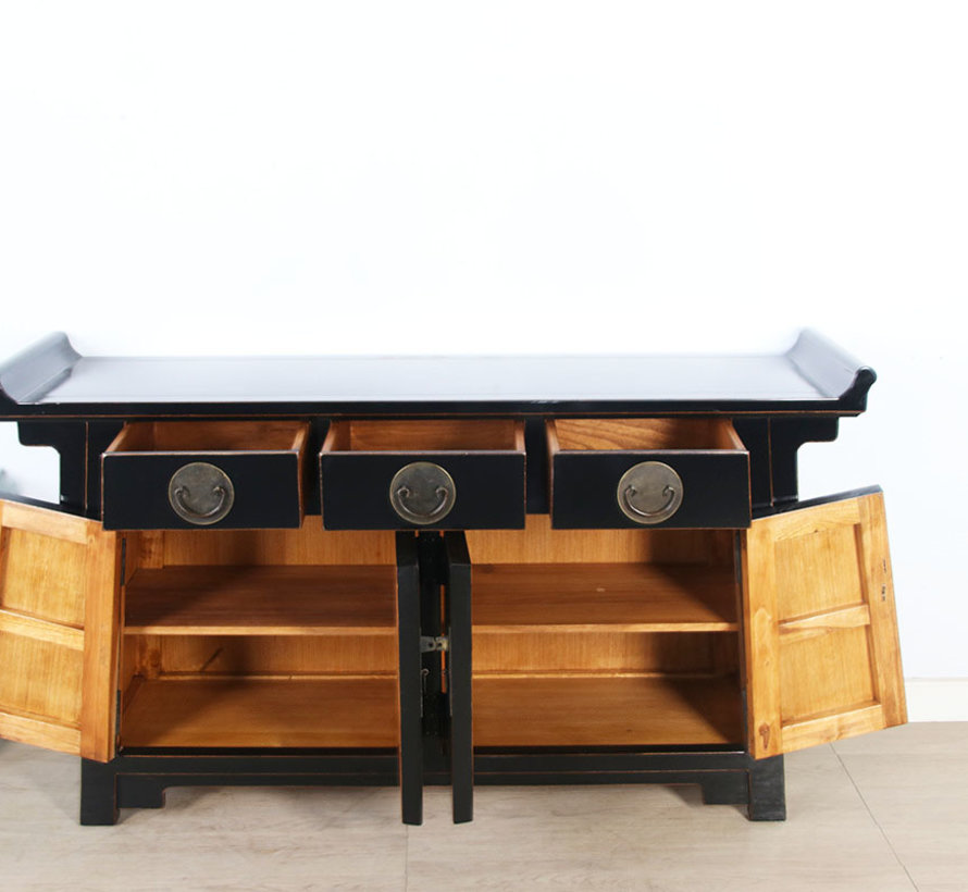 chinese altar sideboard 4 Türen 3 Schubladen shiny black