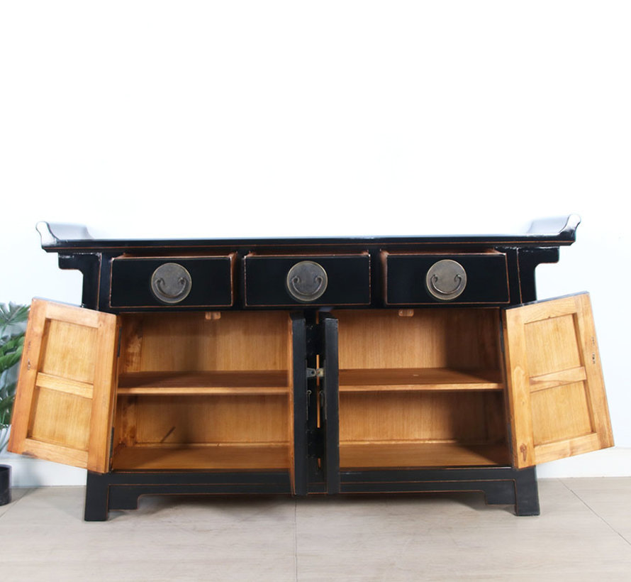 chinese altar sideboard 4 Türen 3 Schubladen shiny black