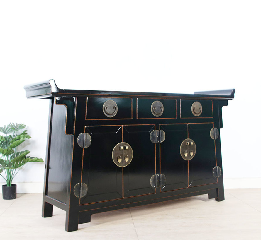 chinese altar sideboard 4 Türen 3 Schubladen shiny black