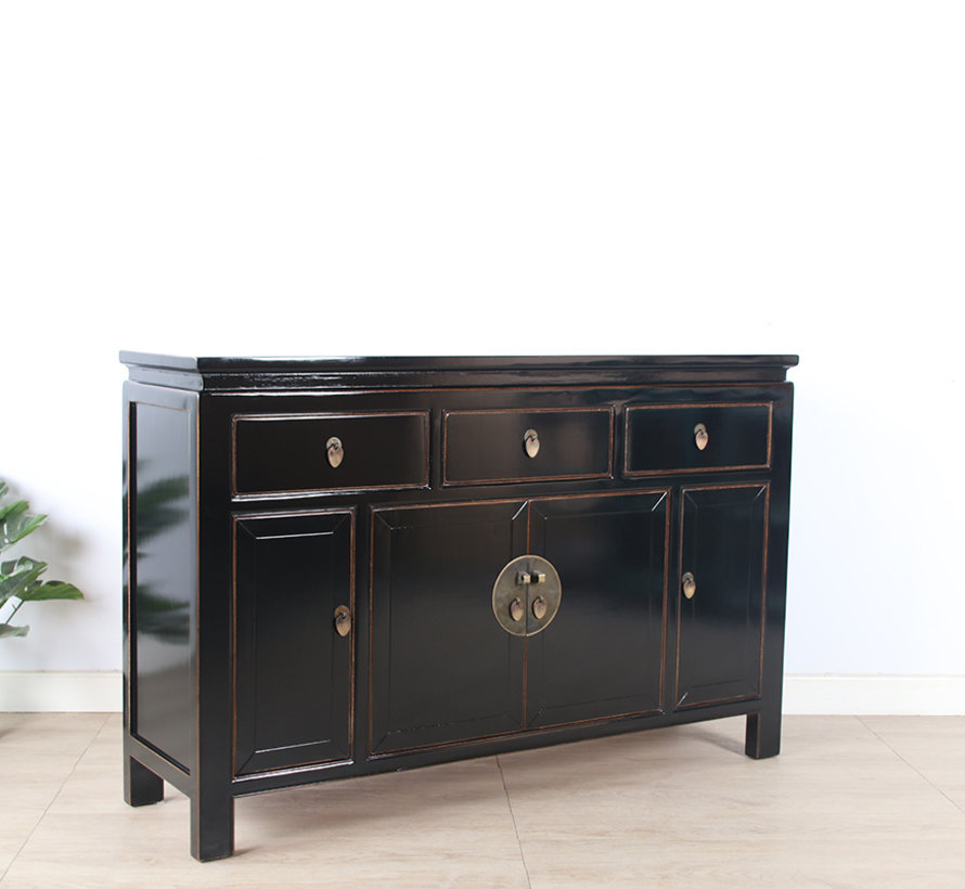 chinesisches Sideboard Fernsehtisch Kommode 4 Türen 3 Schub schwarz