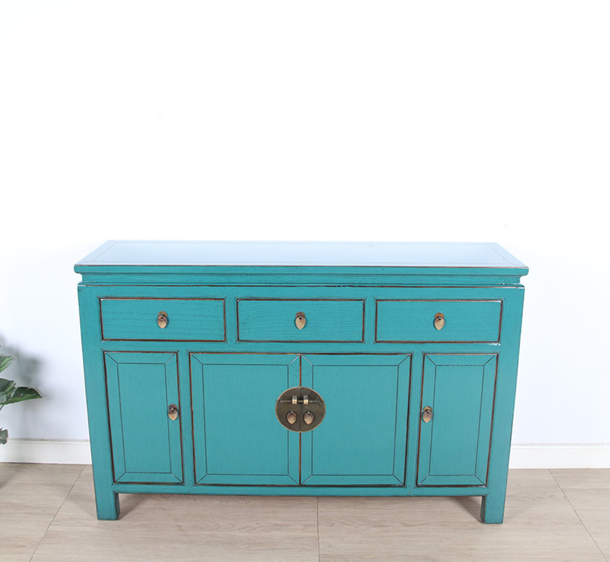 Chinese sideboard  chest of drawers 4 doors 3 drawers turquoise RAL5018