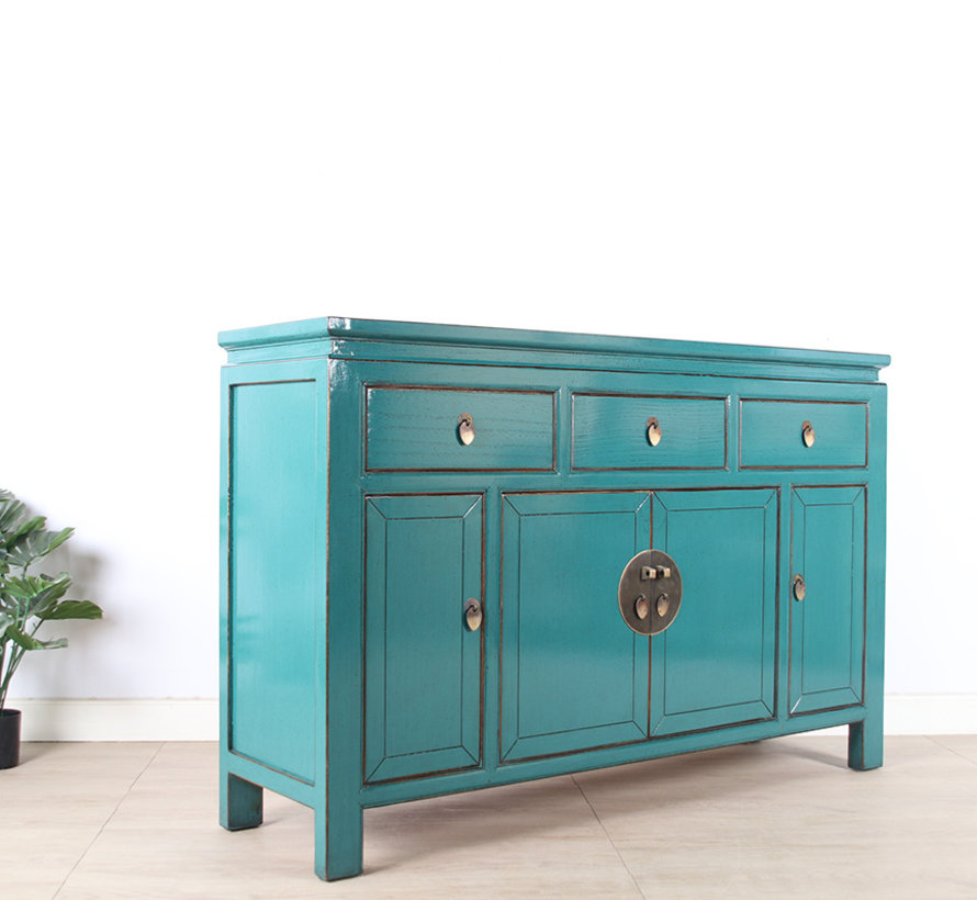 chinesisches Sideboard  Kommode 4 Türen 3 Schub türkis RAL5018