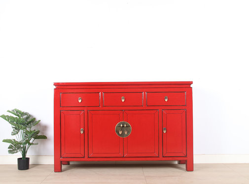 Yajutang Chinese sideboard 4 doors 3 drawers red