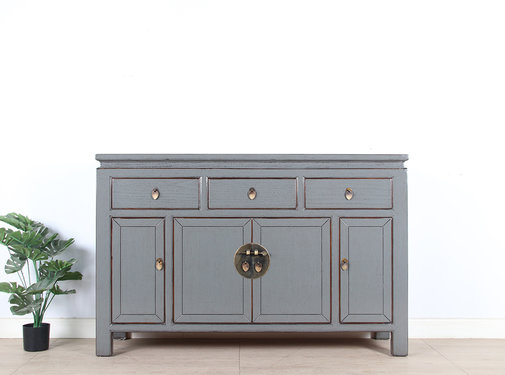Yajutang Chinese sideboard 4 doors 3 drawers gray  RAL7005