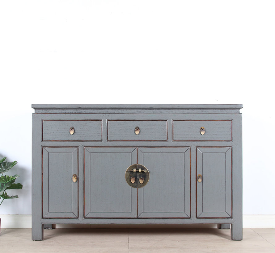 Chinese sideboard TV table chest of drawers 4 doors 3 drawers gray  RAL7005