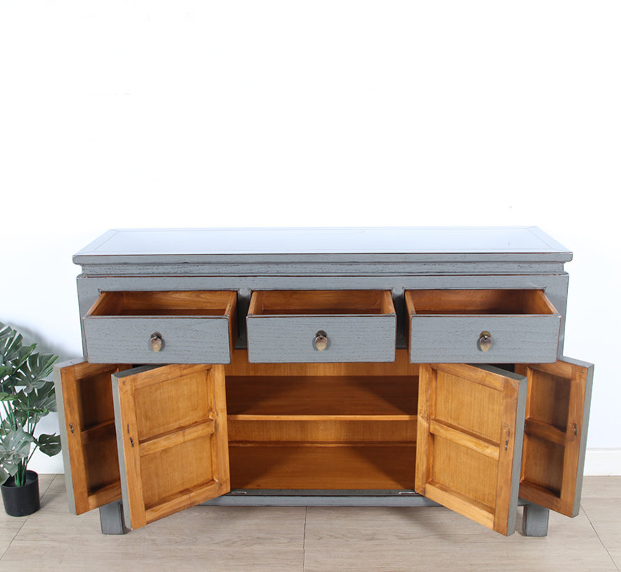 Chinese sideboard TV table chest of drawers 4 doors 3 drawers gray  RAL7005