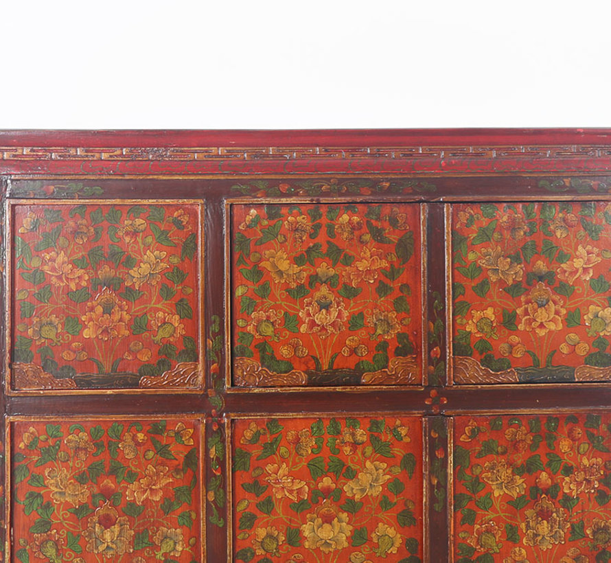 Tibetan chest of drawers with  beautiful hand-painted floral motif