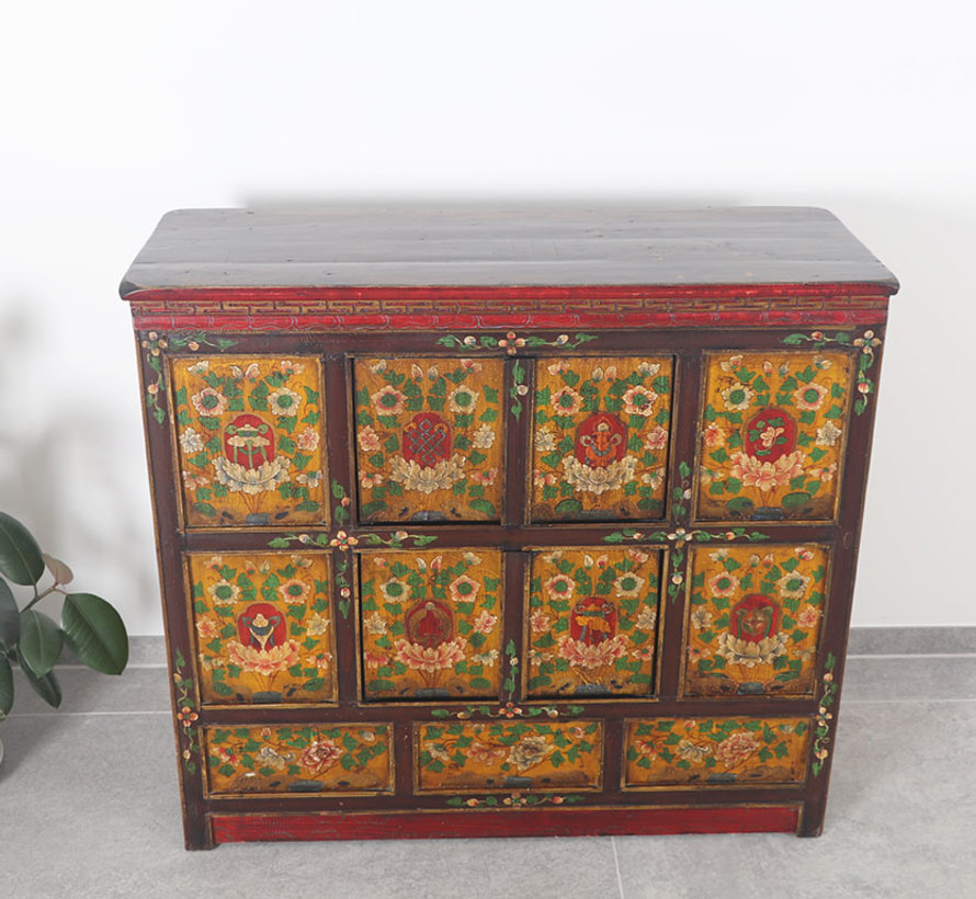 Tibetan chest of drawers with  beautiful hand-painted floral motif