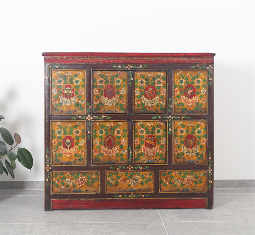 Tibetan chest of drawers with  beautiful hand-painted floral motif