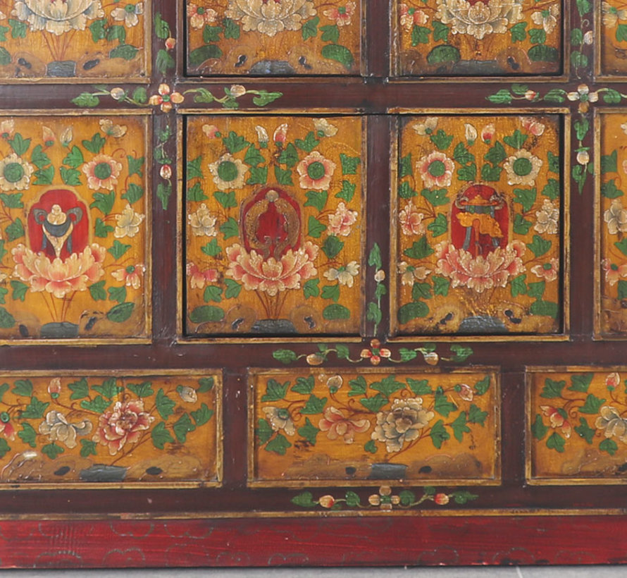 Tibetan chest of drawers with  beautiful hand-painted floral motif