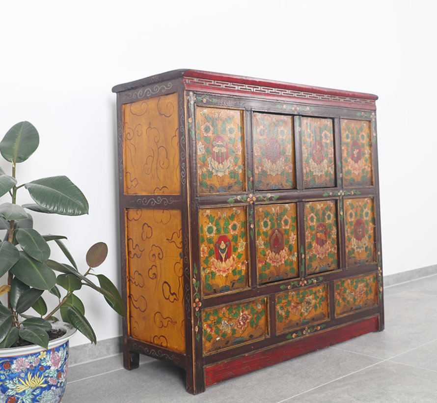 Tibetan chest of drawers with  beautiful hand-painted floral motif