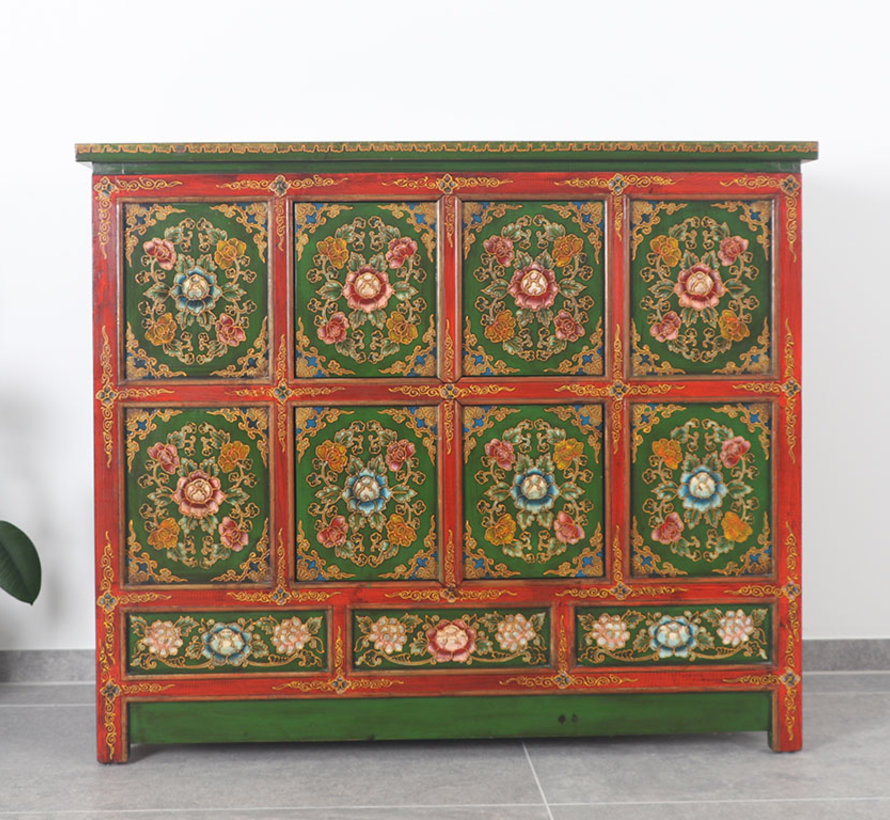 Tibetan chest of drawers with  beautiful hand-painted floral motif