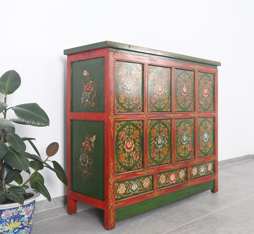 Tibetan chest of drawers with  beautiful hand-painted floral motif