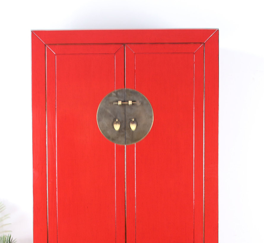 Chinese wedding cabinet 4 doors 2 drawers red