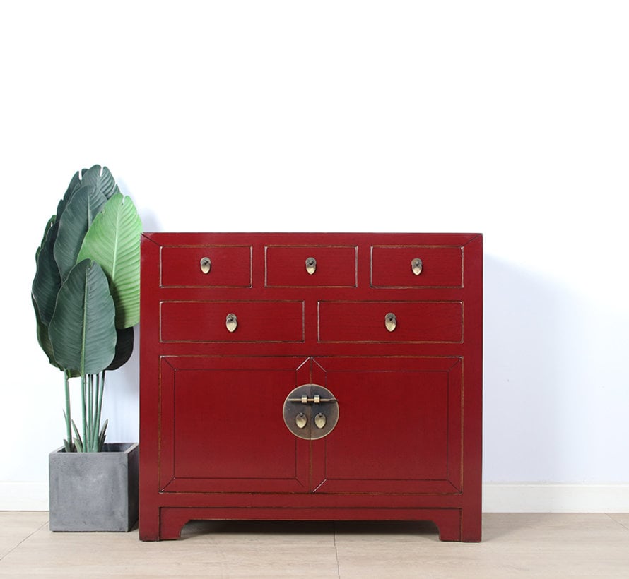Chinese chest  sideboard 2 doors 2 drawers purple RAL3004