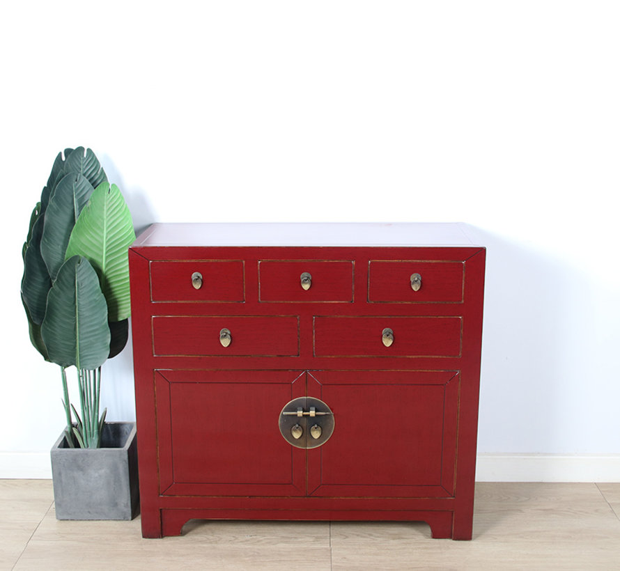Chinese chest  sideboard 2 doors 2 drawers purple RAL3004