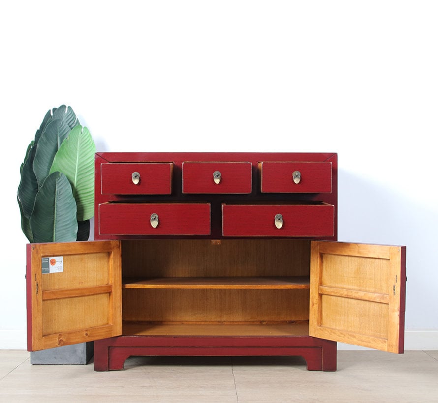 Chinese chest  sideboard 2 doors 2 drawers purple RAL3004