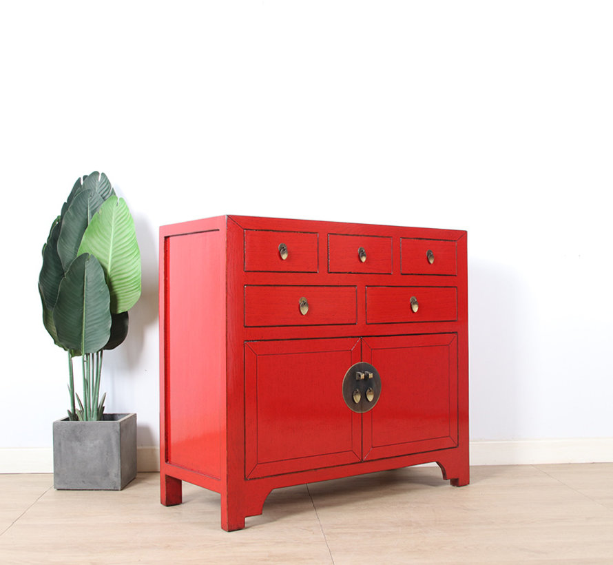 Chinese chest  sideboard 2 doors 2 drawers red