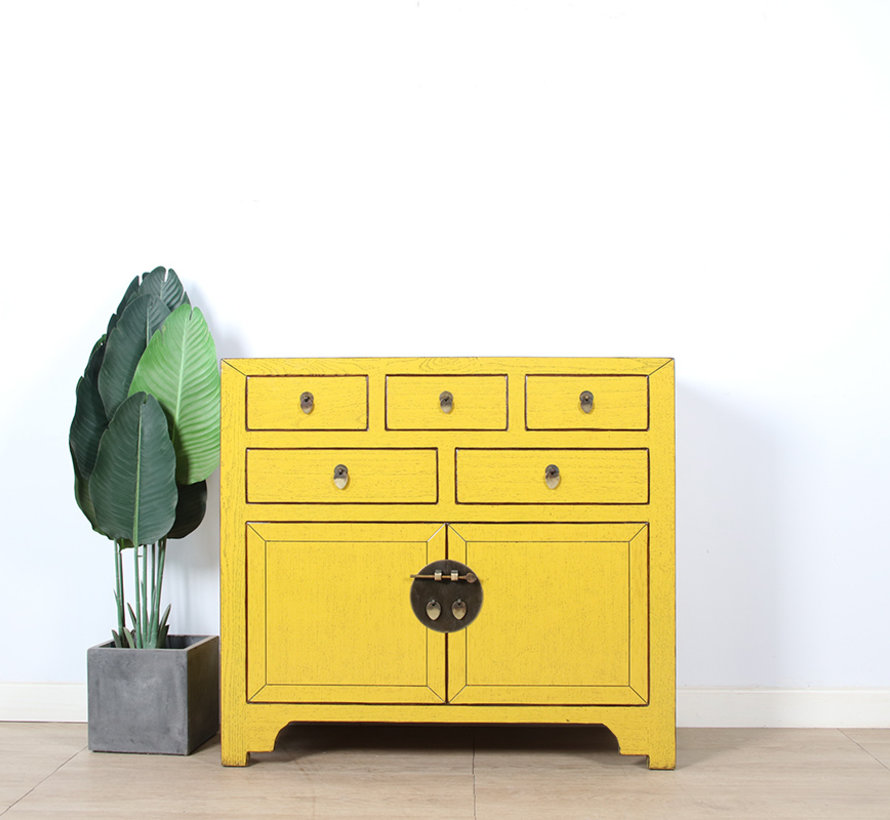 Chinese chest  sideboard 2 doors 2 drawers yellow