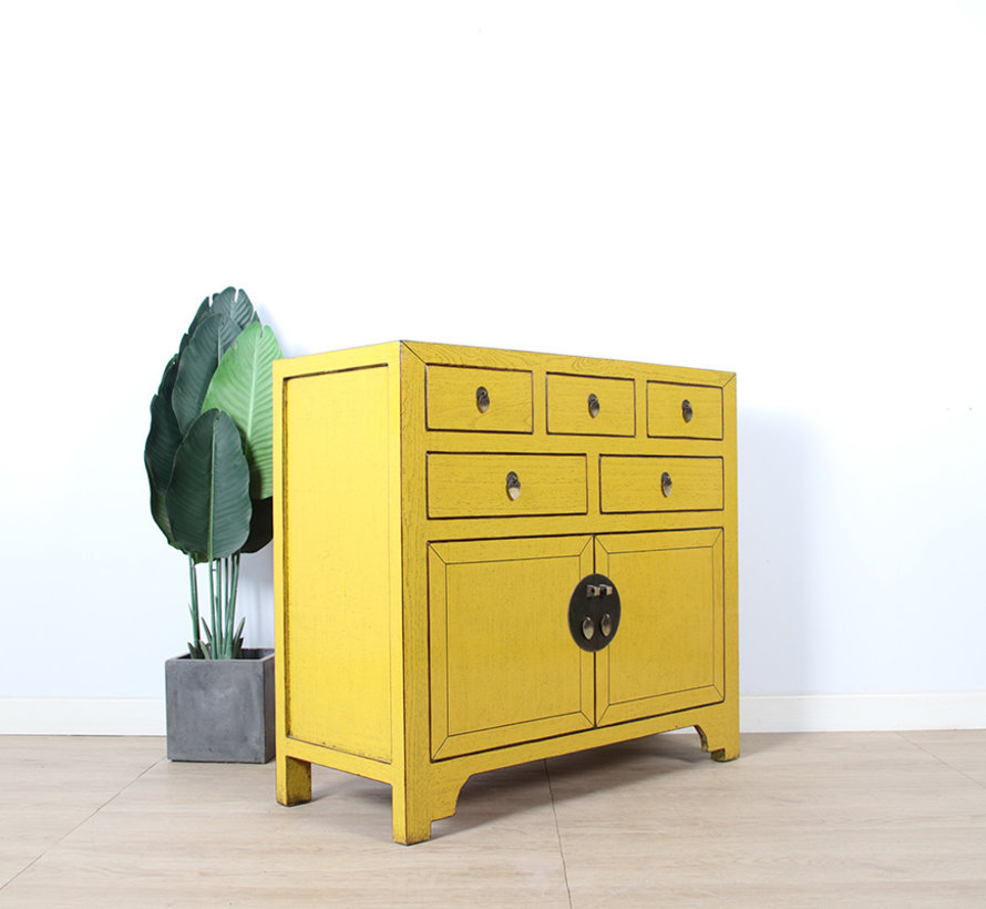 Chinese chest  sideboard 2 doors 2 drawers yellow