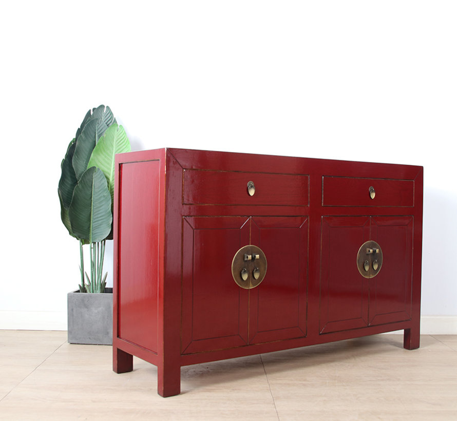 chinesische Kommode Sideboard 4 Türen 2 Schubla purpurrot RAL3004