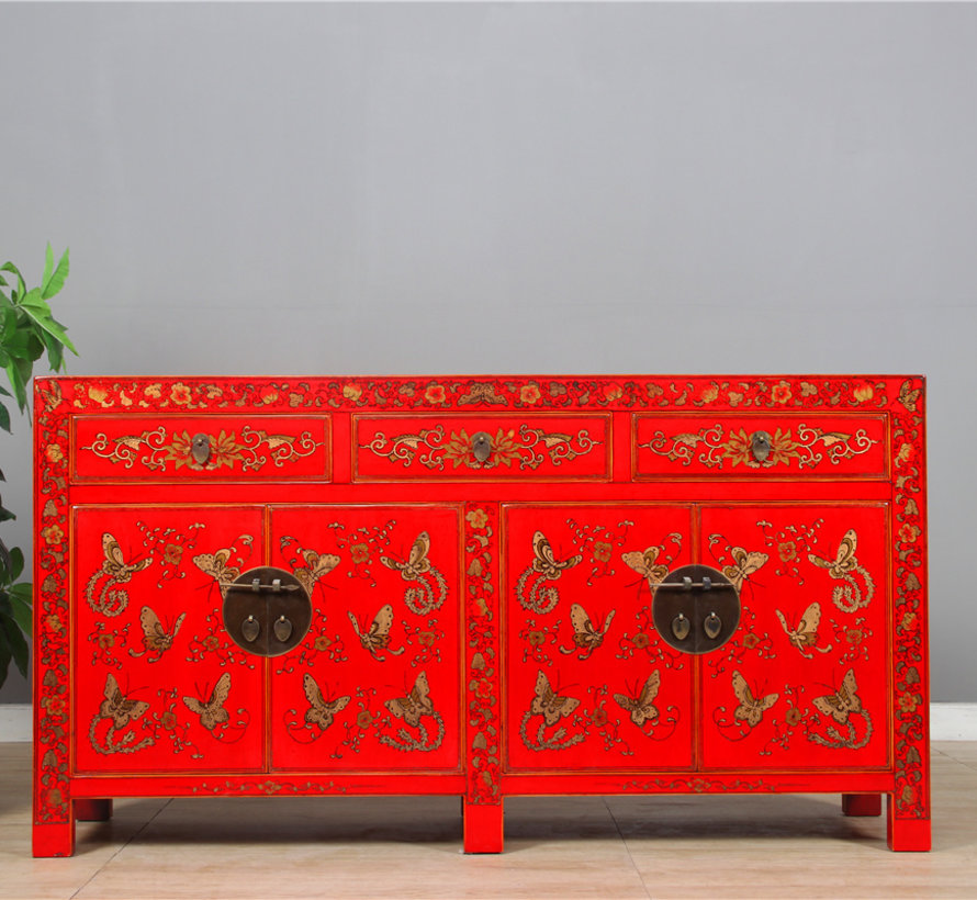 beautiful sideboard with hand gilding painting butterfly