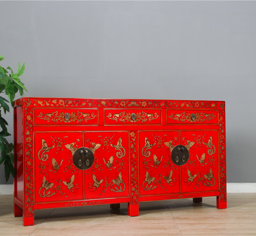 wunderschönes Sideboard mit Handvergoldung Bemalung Schmetterling