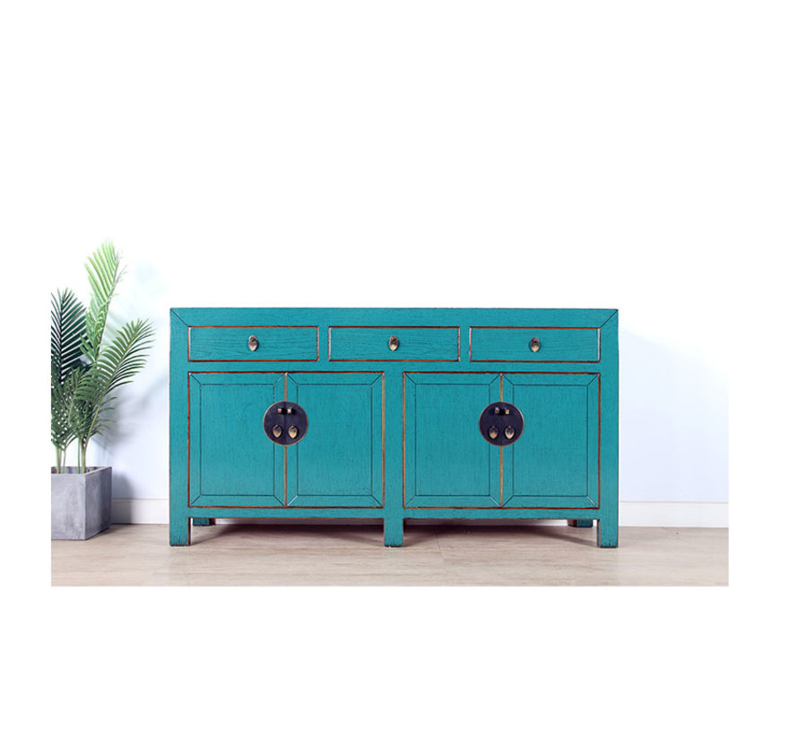 Chinese dresser sideboard 4 Türen 3 Schubladen turquoise  RAL5018