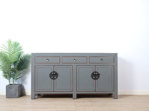 Yajutang chinesische Sideboard 4 Türen 3 Schubladen RAL7005