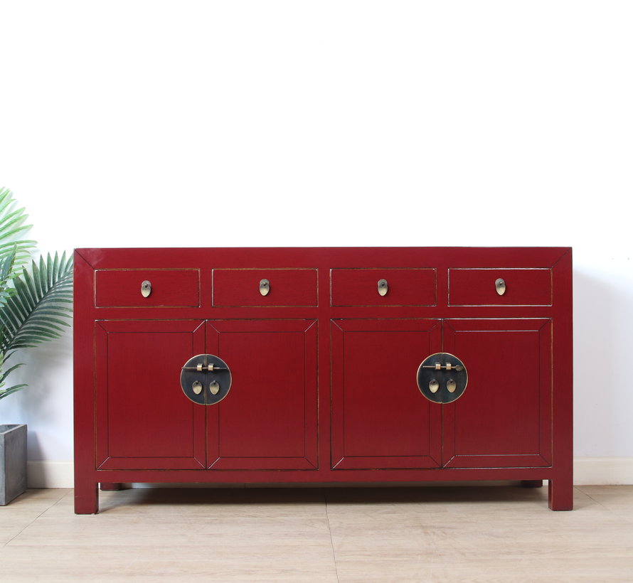 Chinese sideboard 4 doors 4 drawers purple red RAL3004