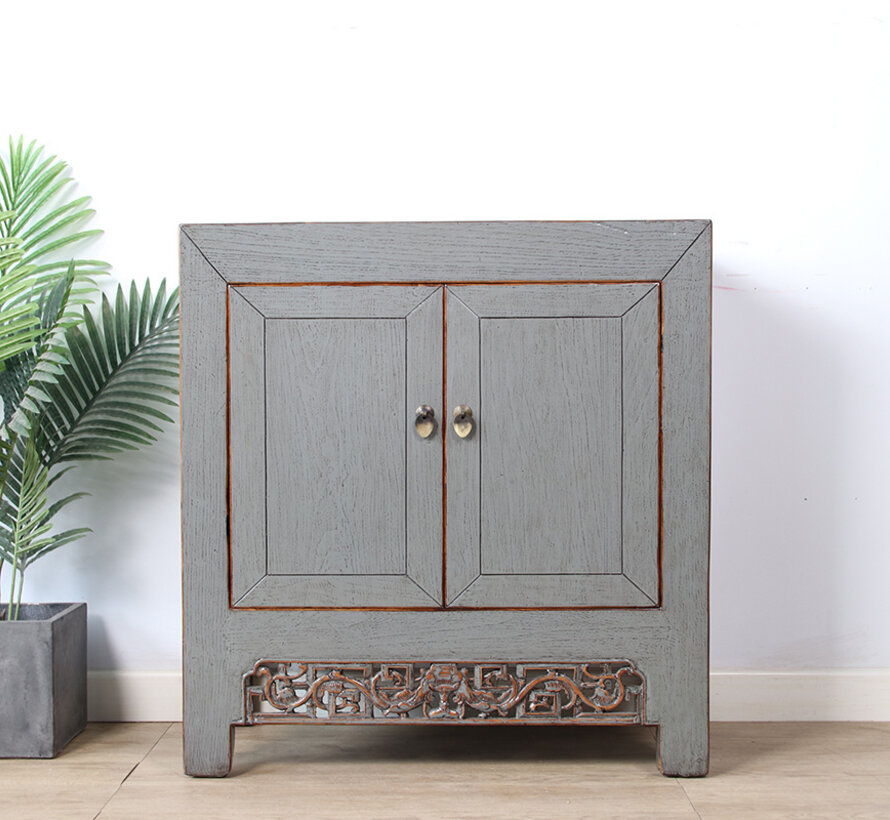 Antike chinesische Kommode grau  RAL7005