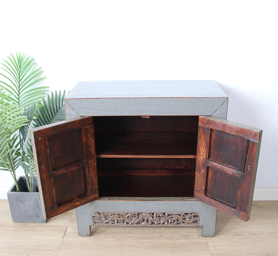 Antike chinesische Kommode grau  RAL7005