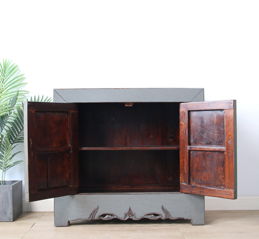 Antike chinesische Kommode grau  RAL7005