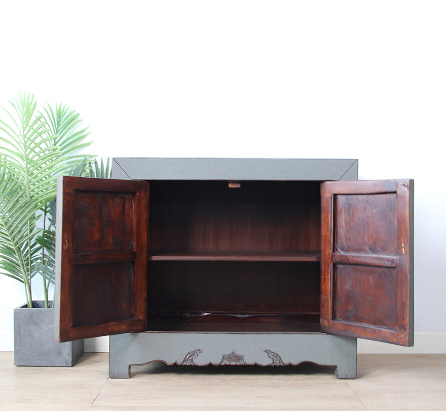 Antike chinesische Kommode grau  RAL7005
