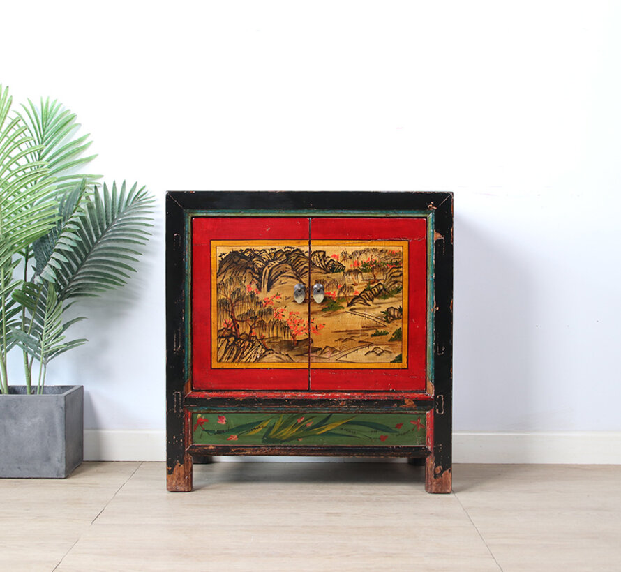 Antique chinese cabinet solid wood painted