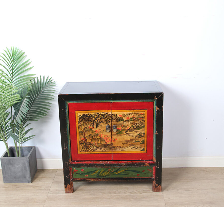 Antique chinese cabinet solid wood painted