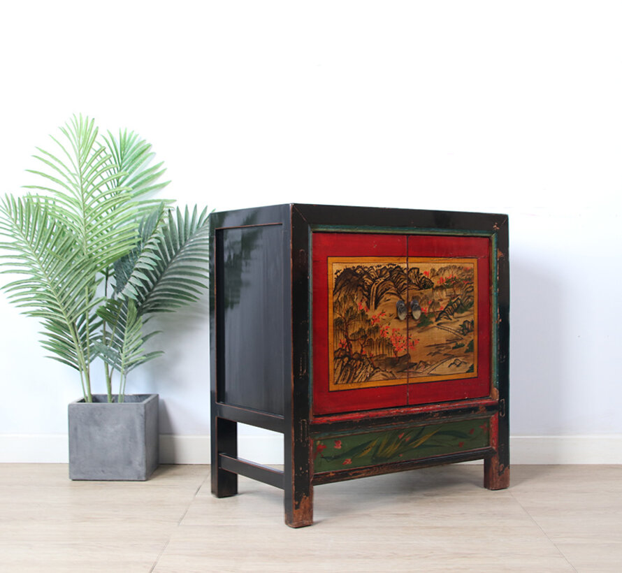 Antique chinese cabinet solid wood painted