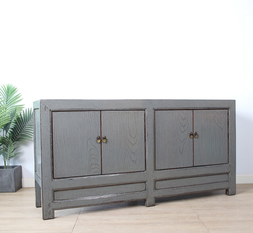 Antike chinesische Kommode grau  RAL7005
