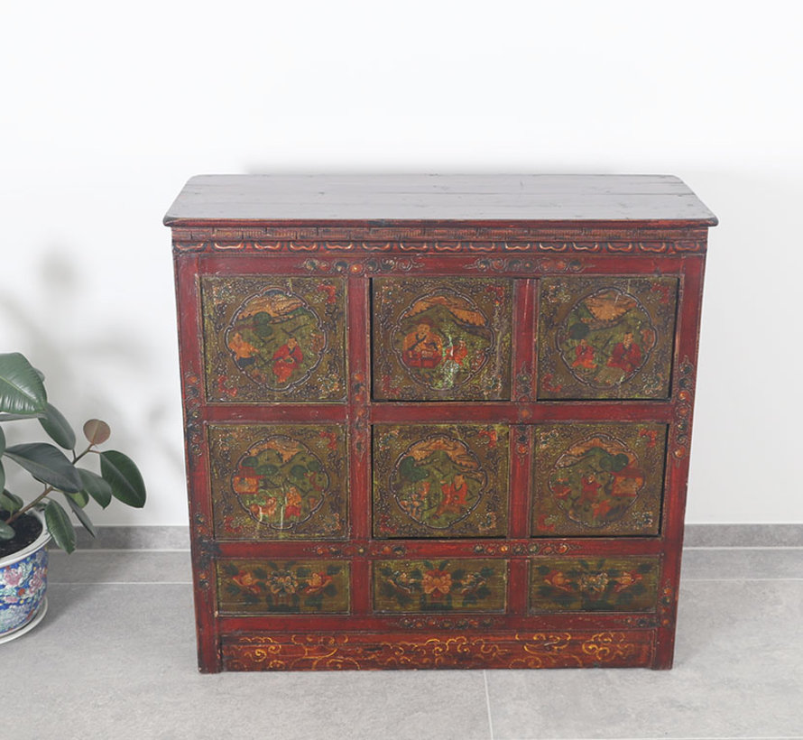 Tibetan chest of drawers   beautiful hand-painted floral motif