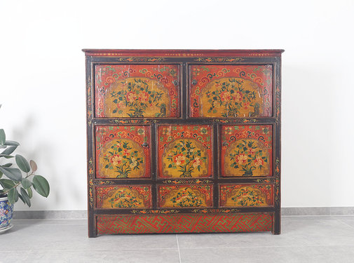 Yajutang Tibetische Kommode mit Blumenmotiv