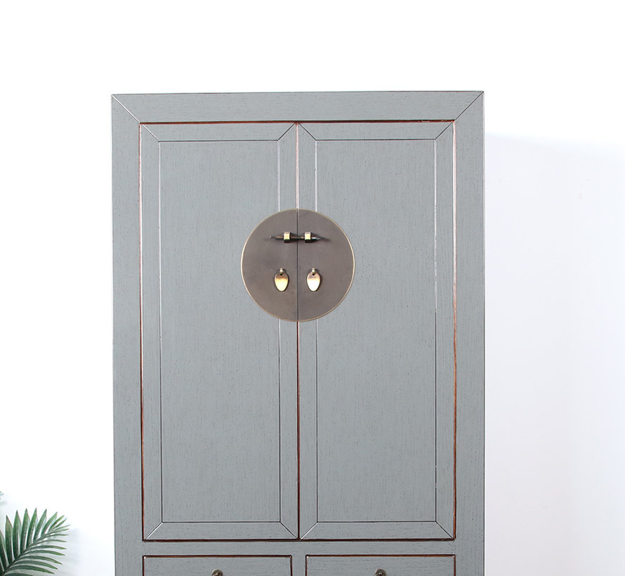 Chinese wedding cabinet 4 doors 2 drawers gray RAL7005