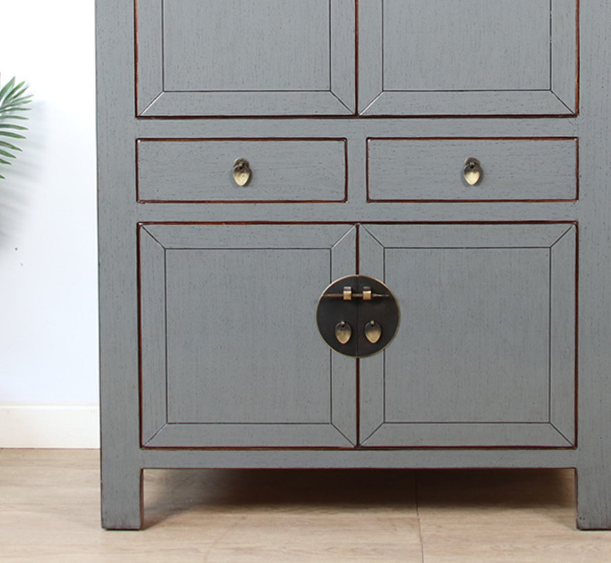 Chinese wedding cabinet 4 doors 2 drawers gray RAL7005