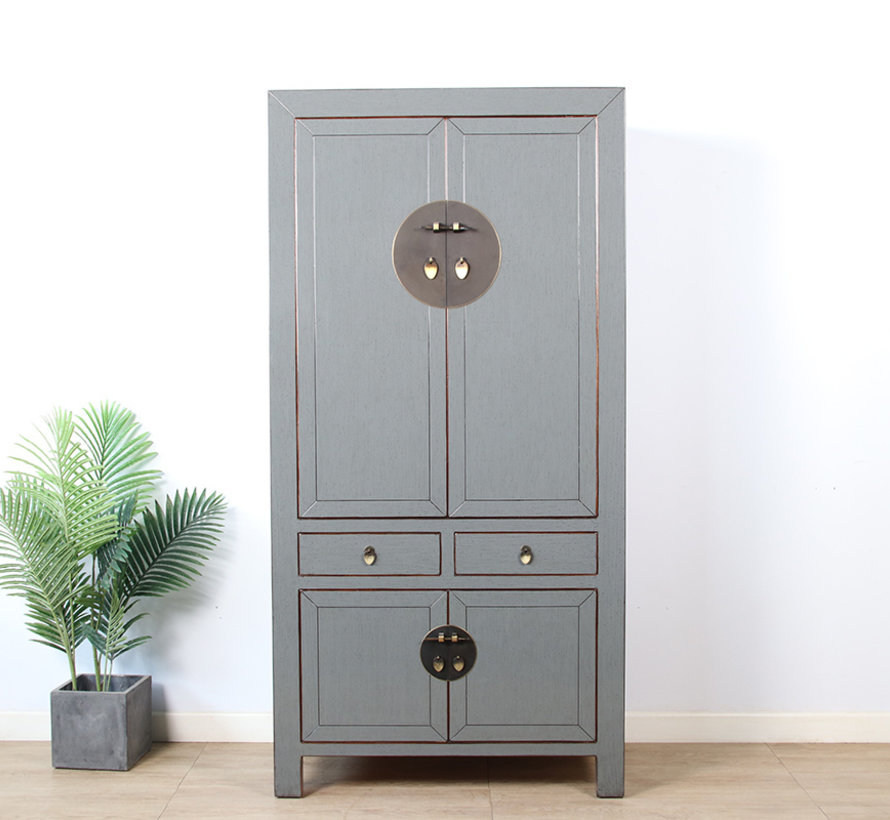 Chinese wedding cabinet 4 doors 2 drawers gray RAL7005