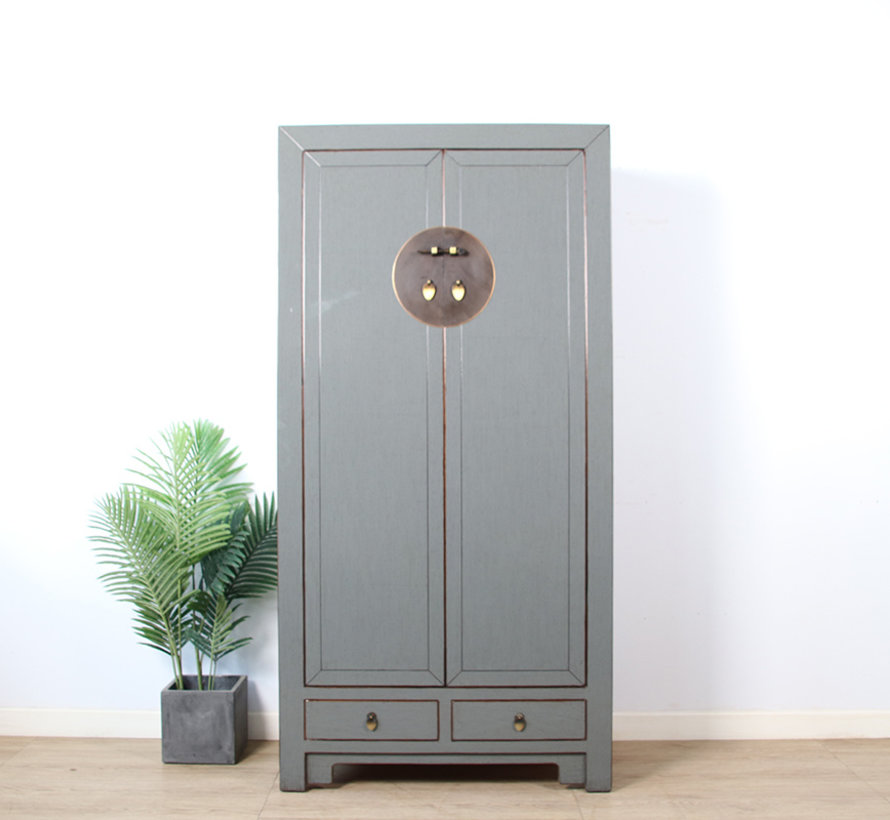 Chinese wedding cabinet 2 doors 2 drawers gray RAL7005